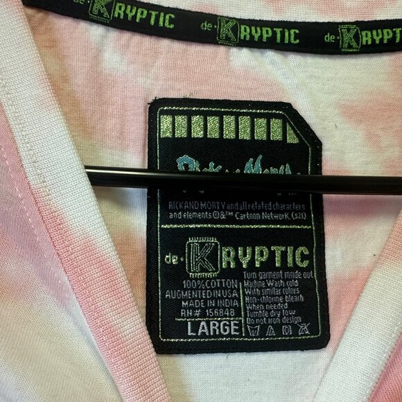 Rick And Morty De Kryptic Pink And White Tie Dye Shirt Size Large NWT - Picture 2 of 5